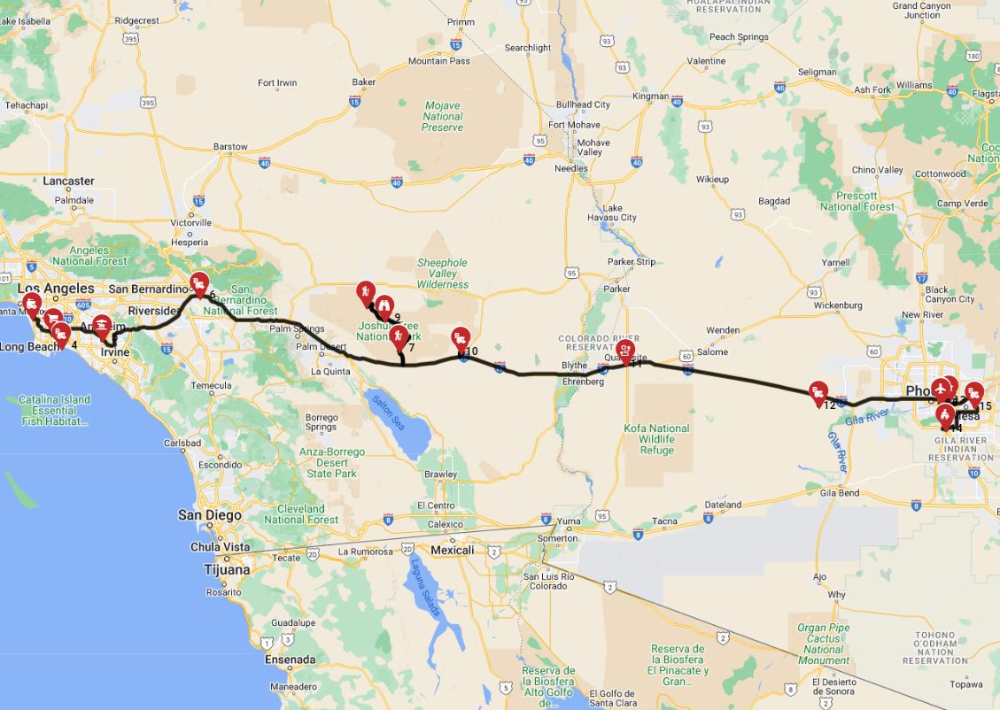 RV trip from Los Angeles to Phoenix